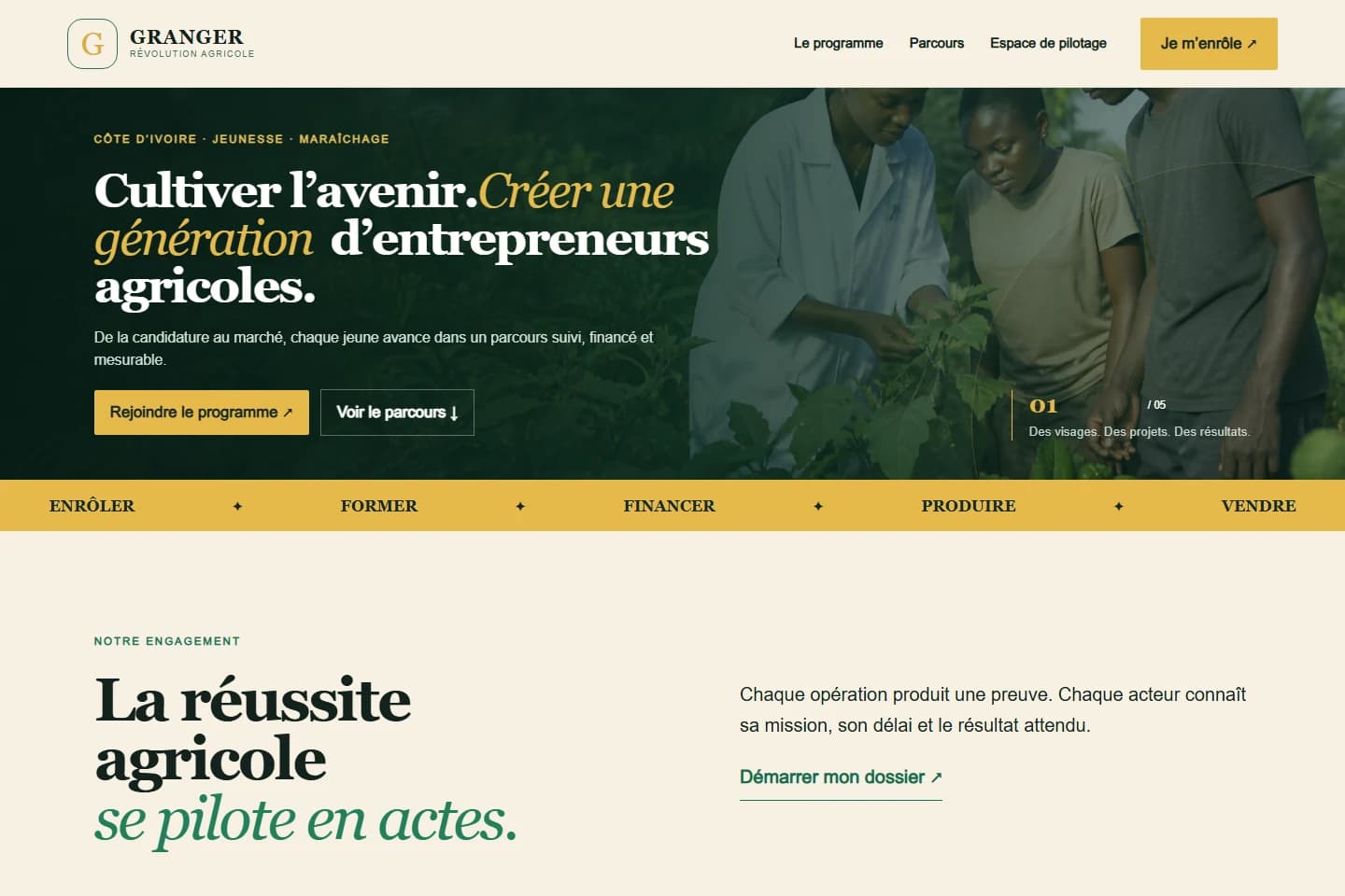 Capture de la page publique de Granger Révolution Agricole