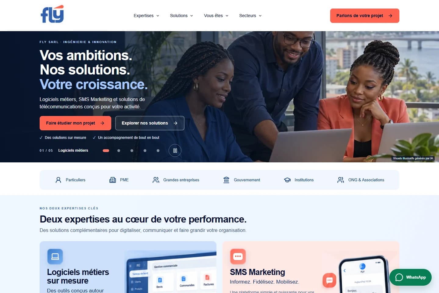 Capture de la page publique de Fly Groupe