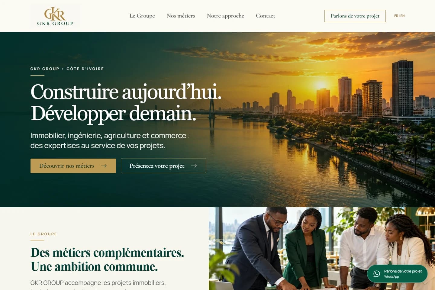 Capture de la page publique de GKR GROUP