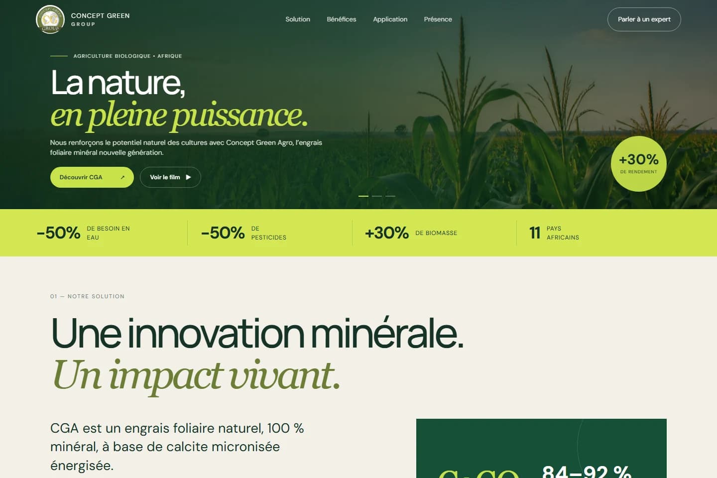 Capture de la page publique de Concept Green Group