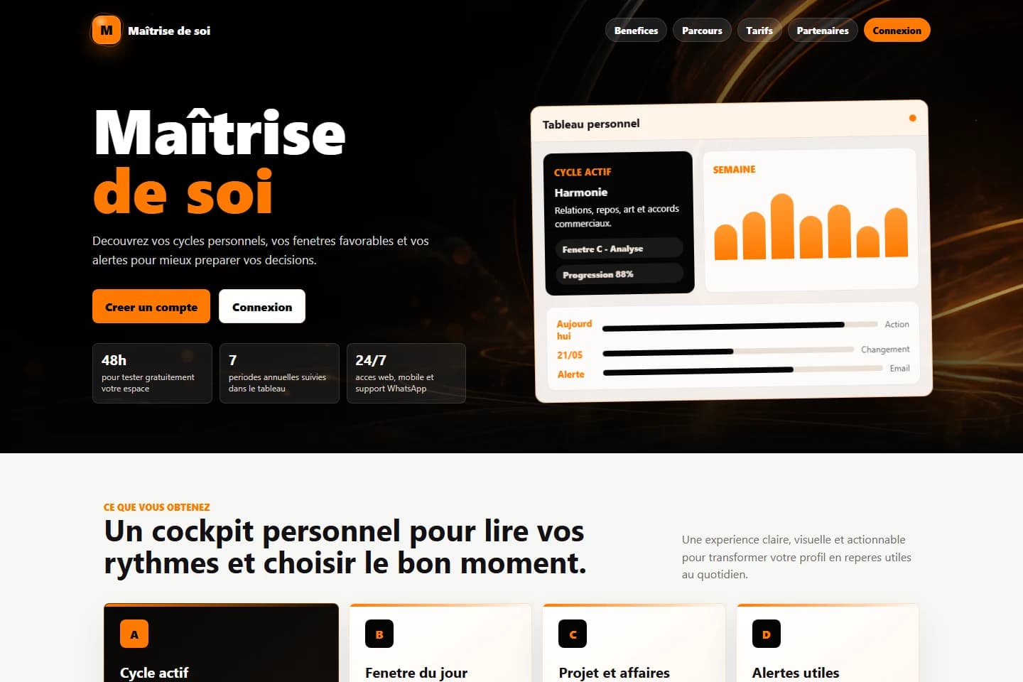 Capture de la page publique de Maîtrise de soi