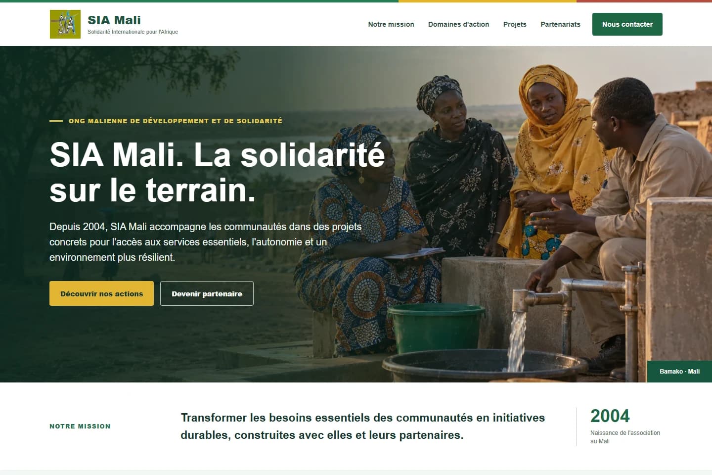 Capture de la page publique de SIA Mali